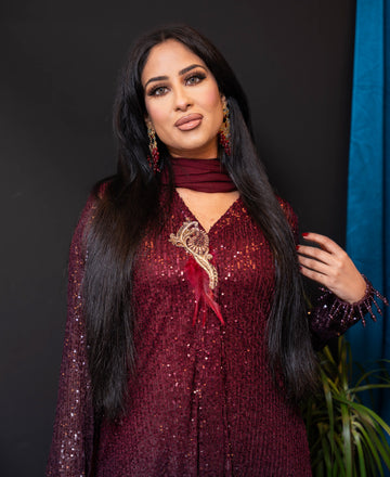 Magenta Sequins Ombre Outfit